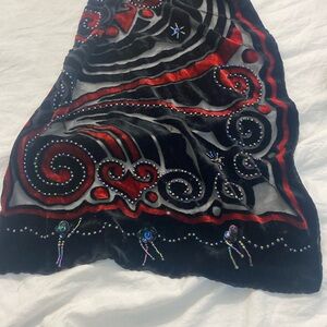 Vintage Scarf Stunning Women’s Velvet & Sheer Beaded Scarf